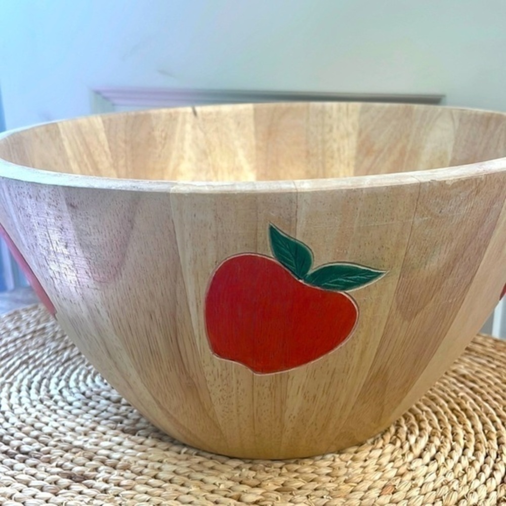 Wooden Thailand painted Apple salad bowl